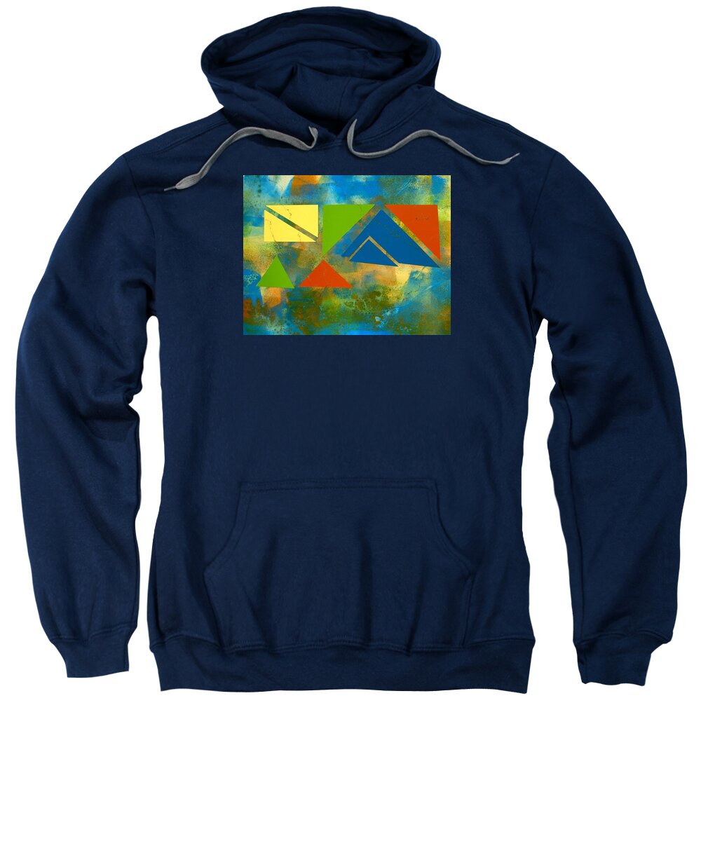 Abstract Sweatshirt featuring the painting Playing the Angles by Louise Adams