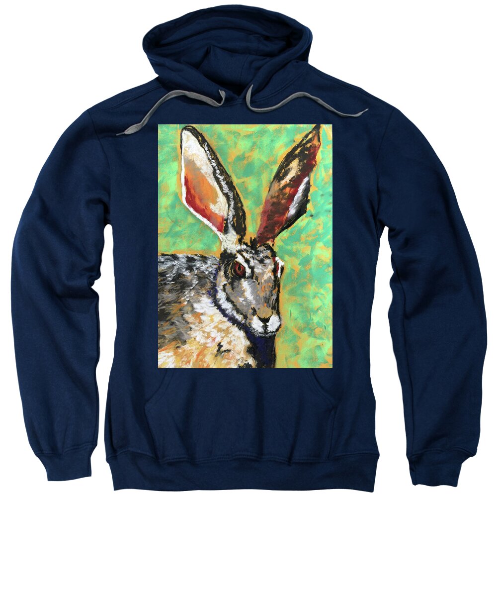Rabbit Sweatshirt featuring the pastel Rabbit in Pastel by Gerry Delongchamp