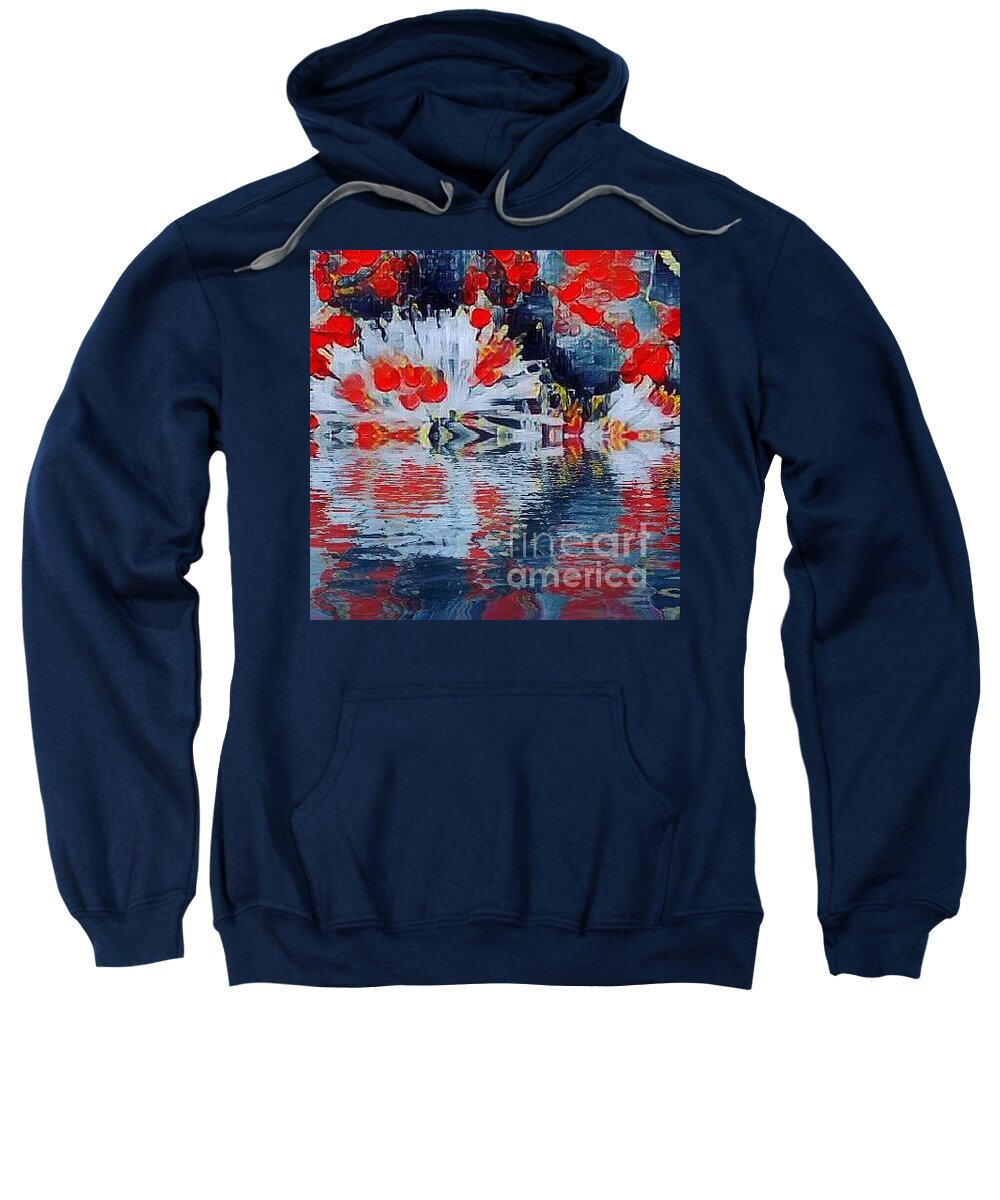 Reflection Sweatshirt featuring the photograph Red and blue on the water by Steven Wills