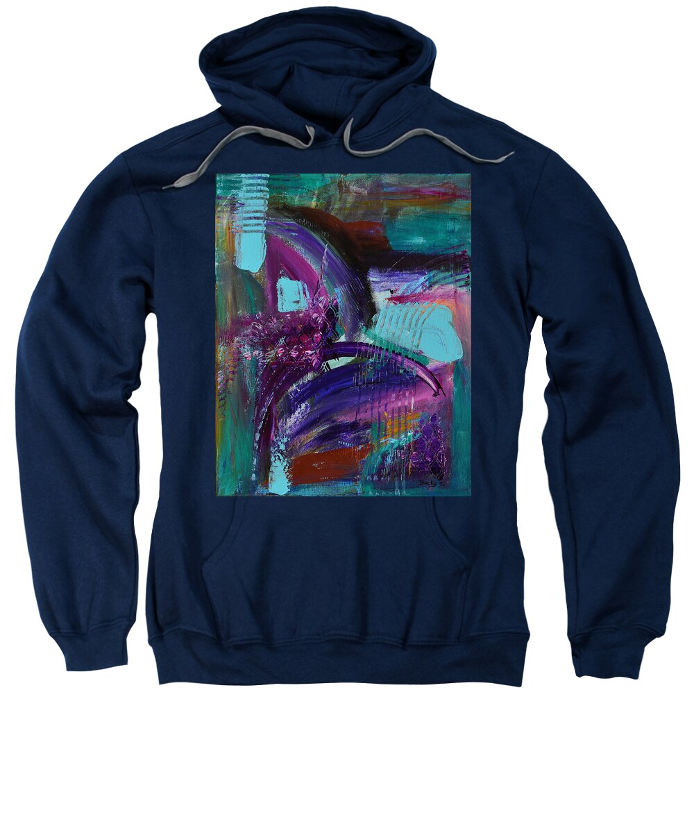 Modern Sweatshirt featuring the painting Rhapsody In Raspberry by Donna Blackhall