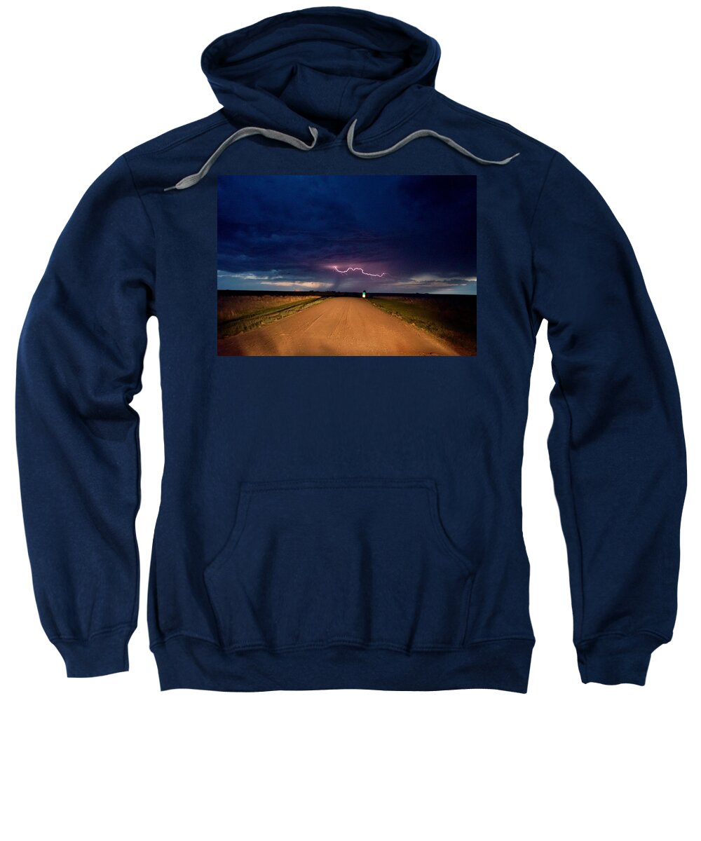 Lightning Sweatshirt featuring the photograph Road Under the Storm by Ed Sweeney