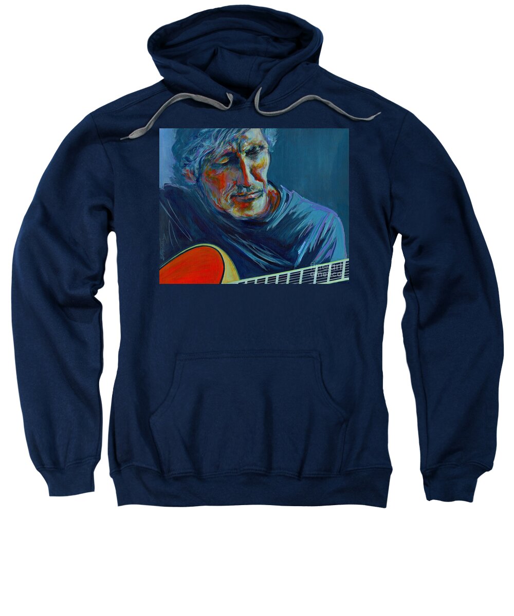 Roger Waters Sweatshirt featuring the painting Roger Waters. Do You Think You Can Tell by Tanya Filichkin
