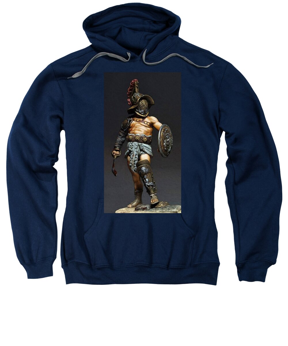 Roman Gladiator Sweatshirt featuring the painting Roman Gladiator - 02 by AM FineArtPrints