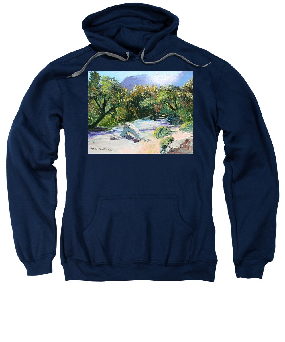 Landscape Sweatshirt featuring the painting Sabino Canyon in the morning by Madeleine Shulman