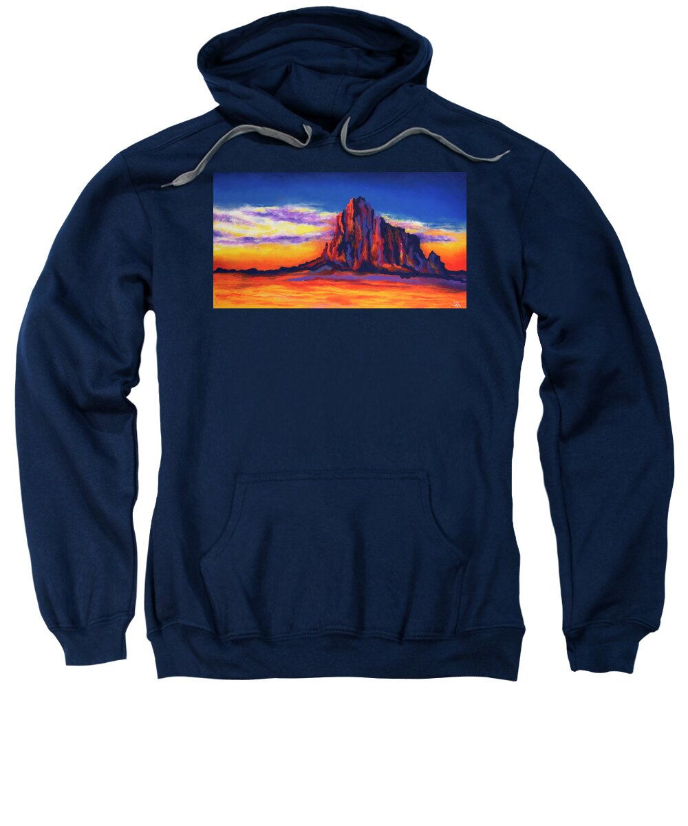 Shiprock Sweatshirt featuring the painting Shiprock Mountain by Stephen Anderson