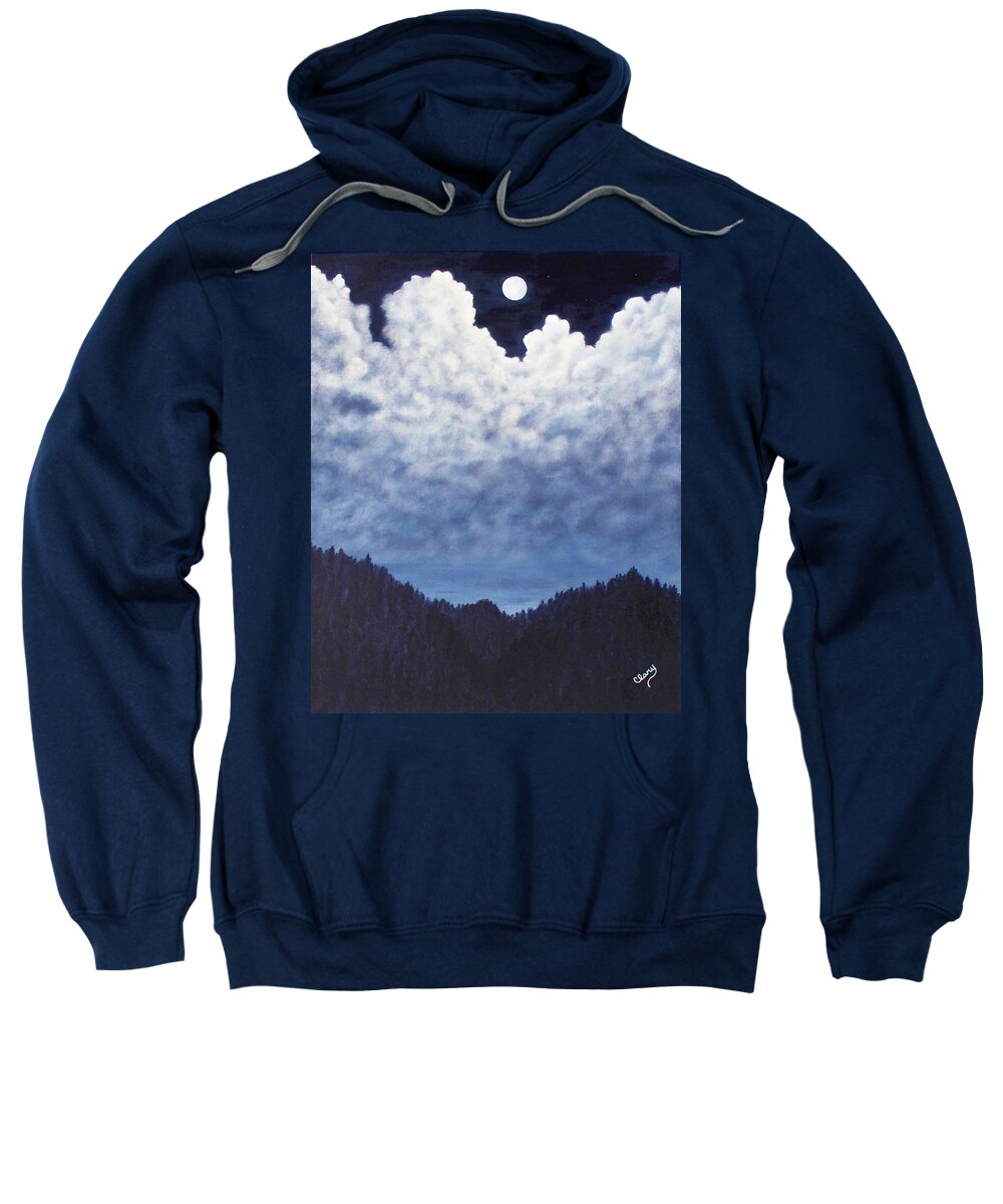 Landscape Sweatshirt featuring the painting Silent Night by Linda Clary