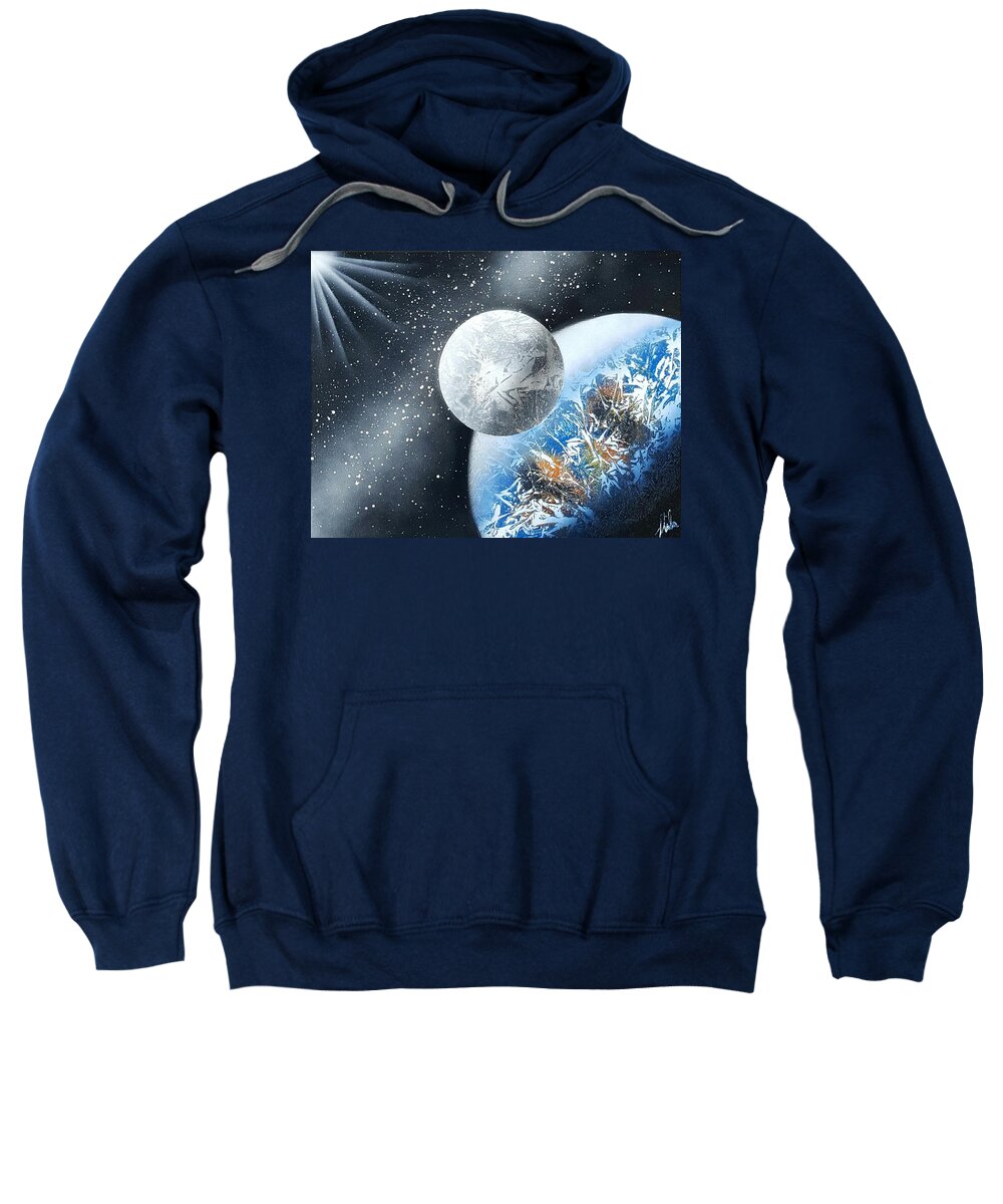 Space Sweatshirt featuring the painting Star Burst Earth by Sheila Walker