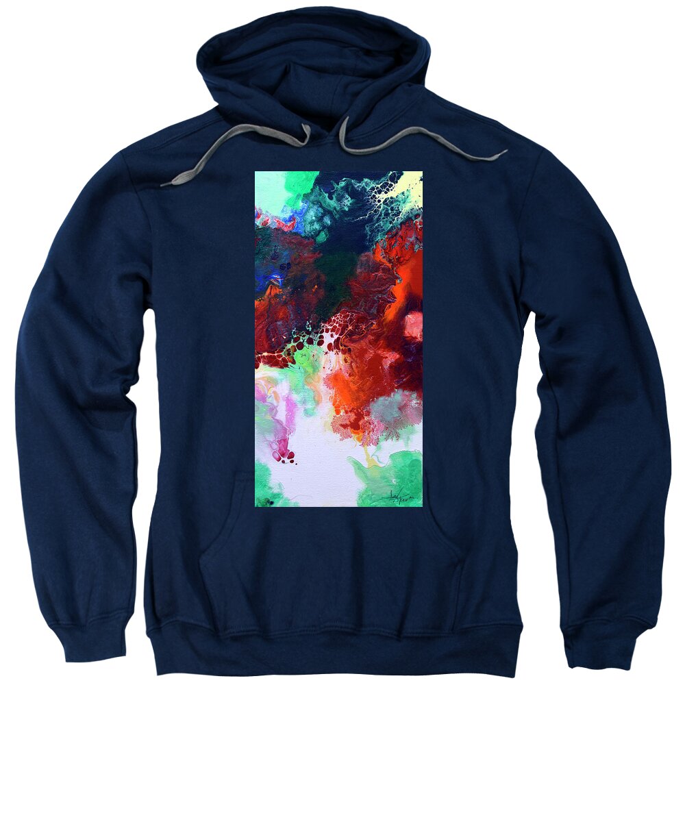Original Abstract Sweatshirt featuring the painting Subtle Vibrations, Canvas Five of Five by Sally Trace