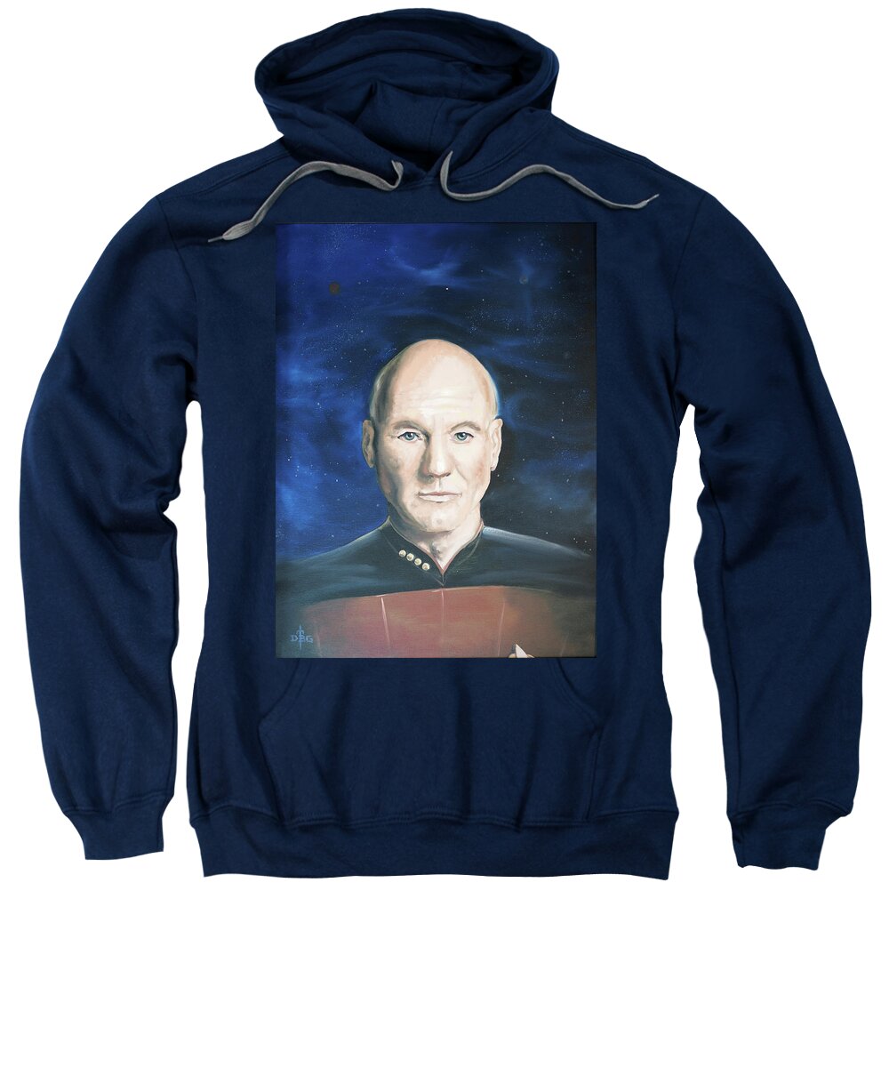 Picard Sweatshirt featuring the painting The CO by David Bader