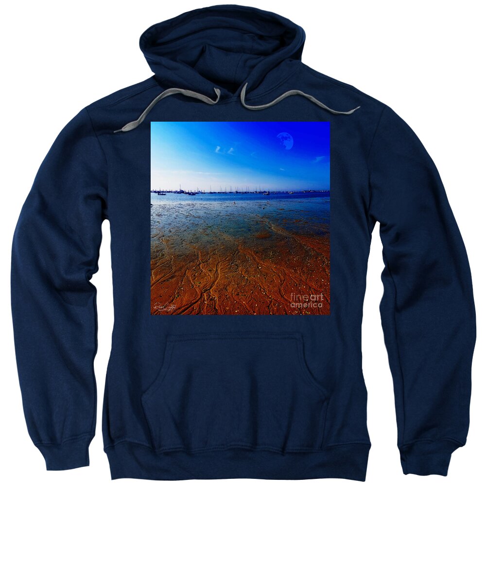 Low Tide Sweatshirt featuring the photograph The moon and low tide by Rene Crystal