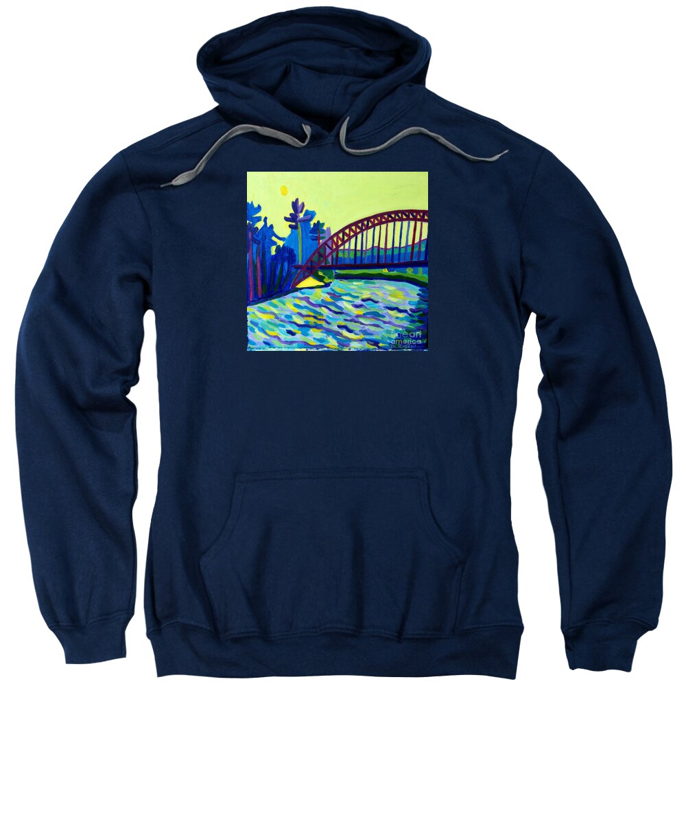 Water Sweatshirt featuring the painting The Tyngsborough Bridge by Debra Bretton Robinson