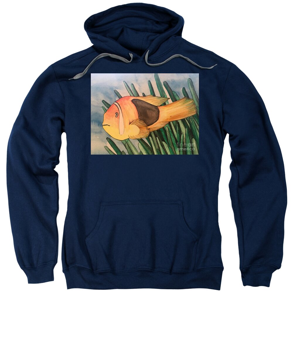 Tomato Sweatshirt featuring the painting Tomato Clown Fish by Mastiff Studios