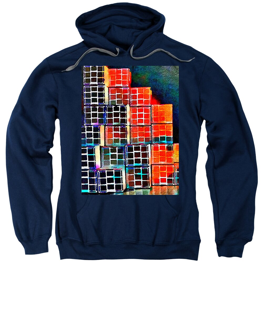 Stacked Colorful Boxes Sweatshirt featuring the painting Twenty Four Boxes by Joan Reese