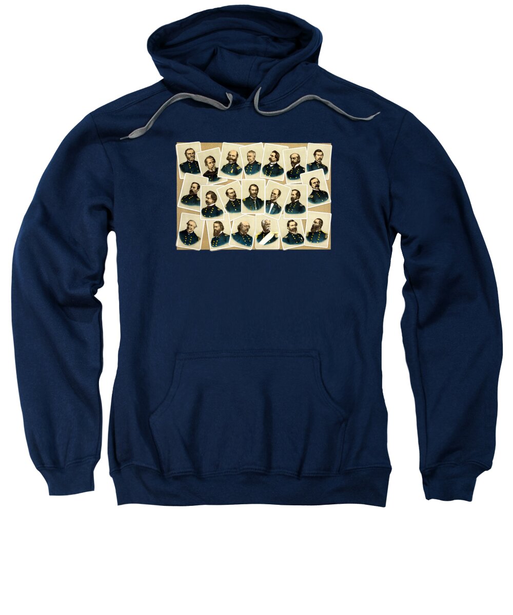 Civil War Sweatshirt featuring the painting Union Commanders of The Civil War by War Is Hell Store