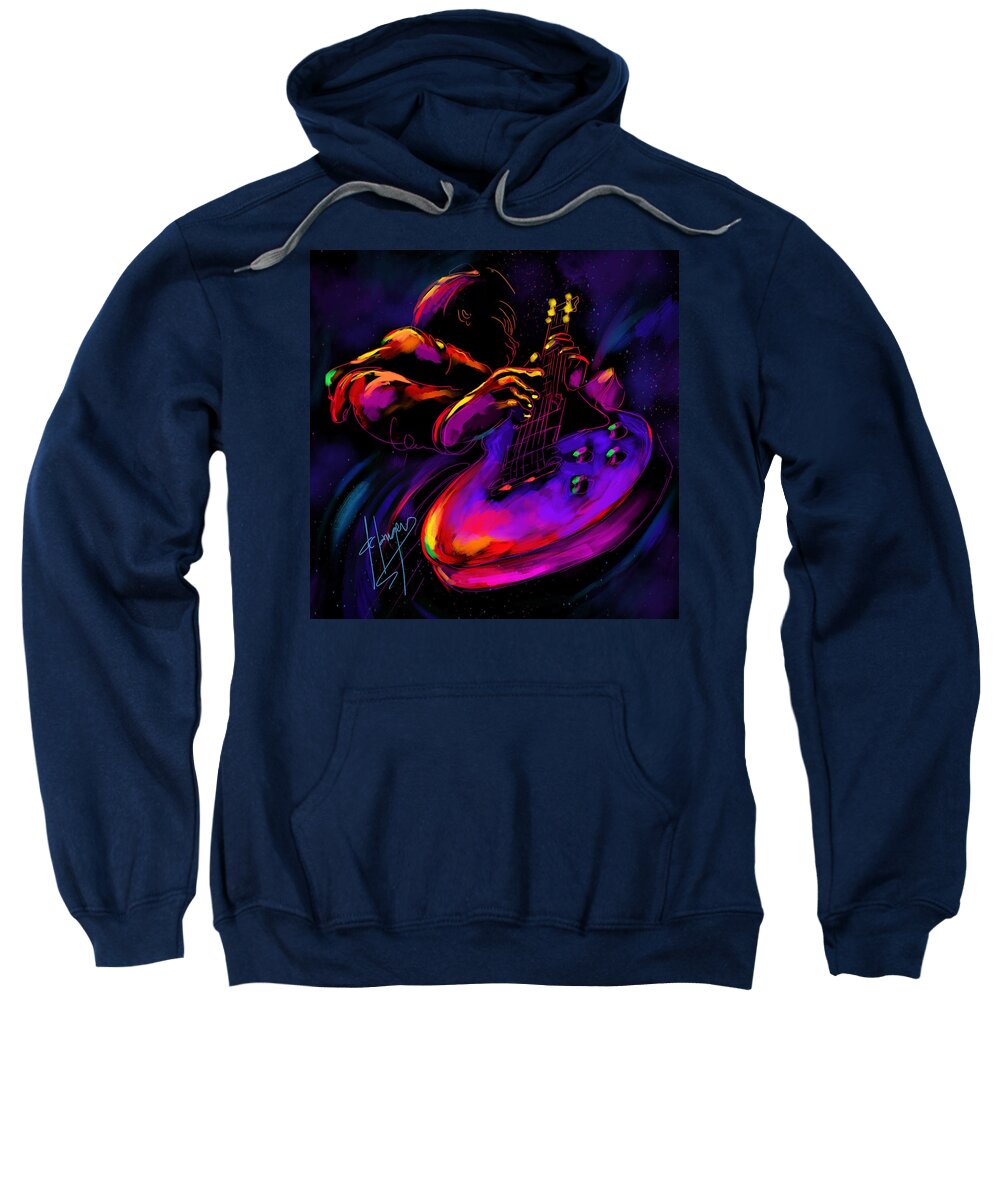 Guitar Sweatshirt featuring the painting Untitled Guitar Art by DC Langer