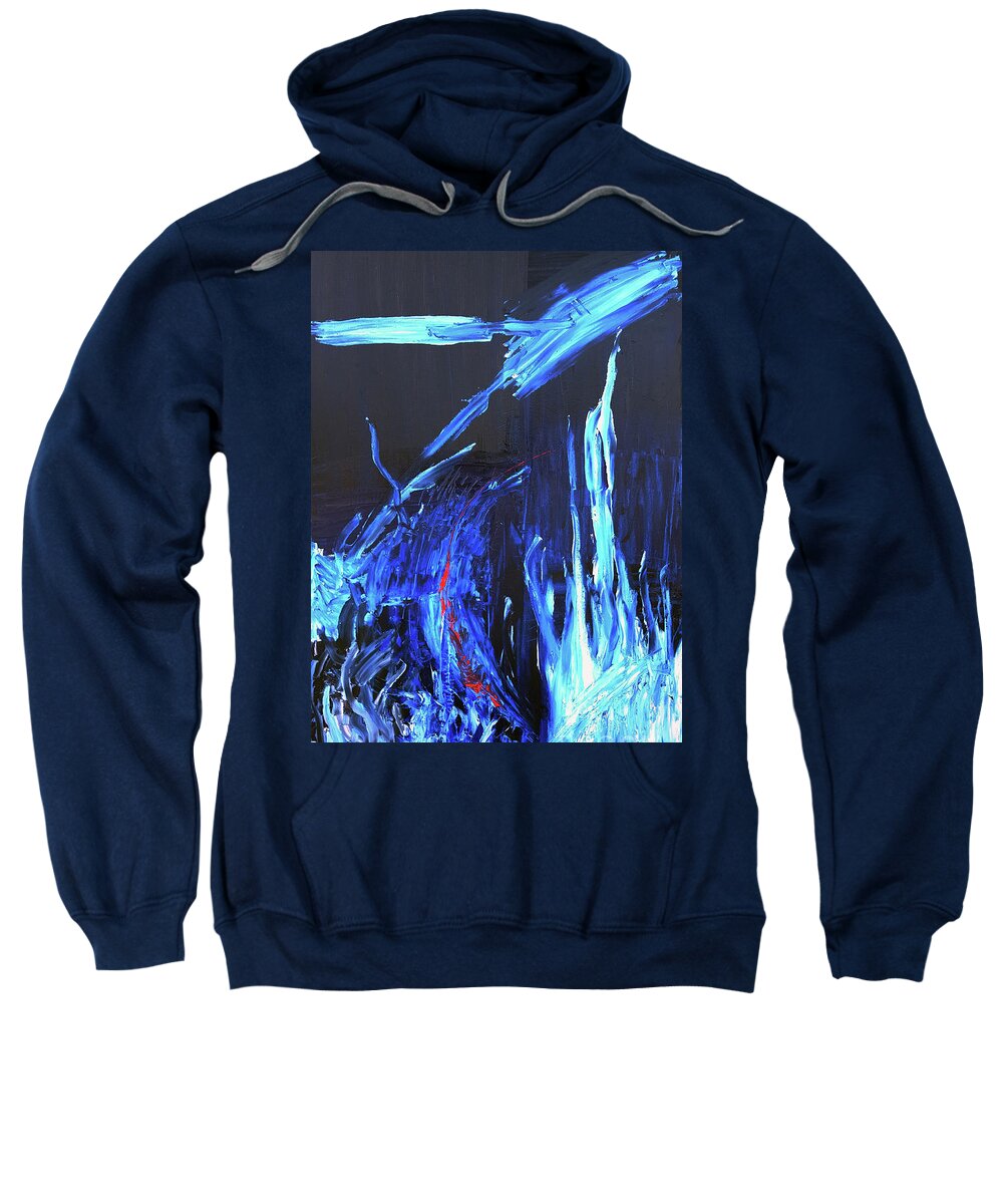 Blue Sweatshirt featuring the painting Vibrations by Ania M Milo