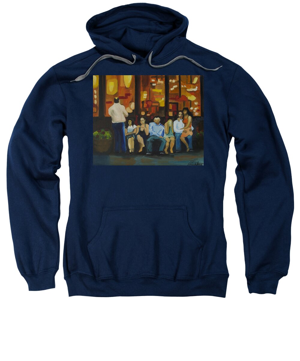Red Bank Sweatshirt featuring the painting Waiting on a Taxi by Patricia Arroyo