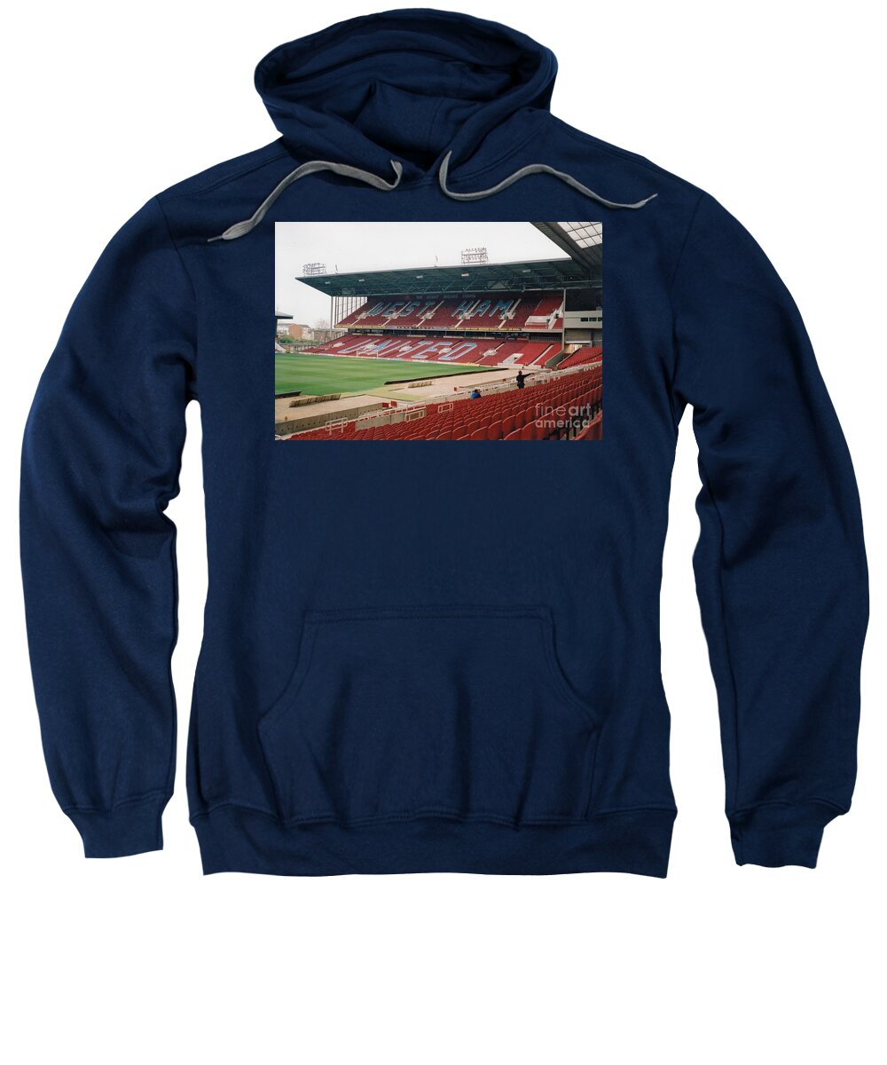 West Ham Sweatshirt featuring the photograph West Ham - Upton Park - South Stand 5 - March 2002 by Legendary Football Grounds