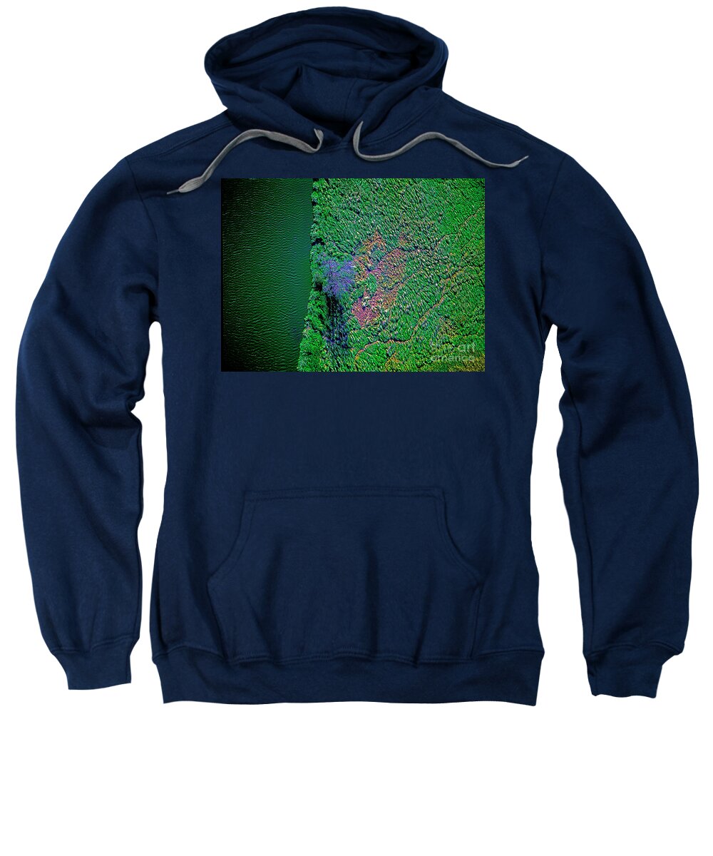 Wind Sweatshirt featuring the photograph Wind Blown Marsh Tree and Water by Tom Jelen