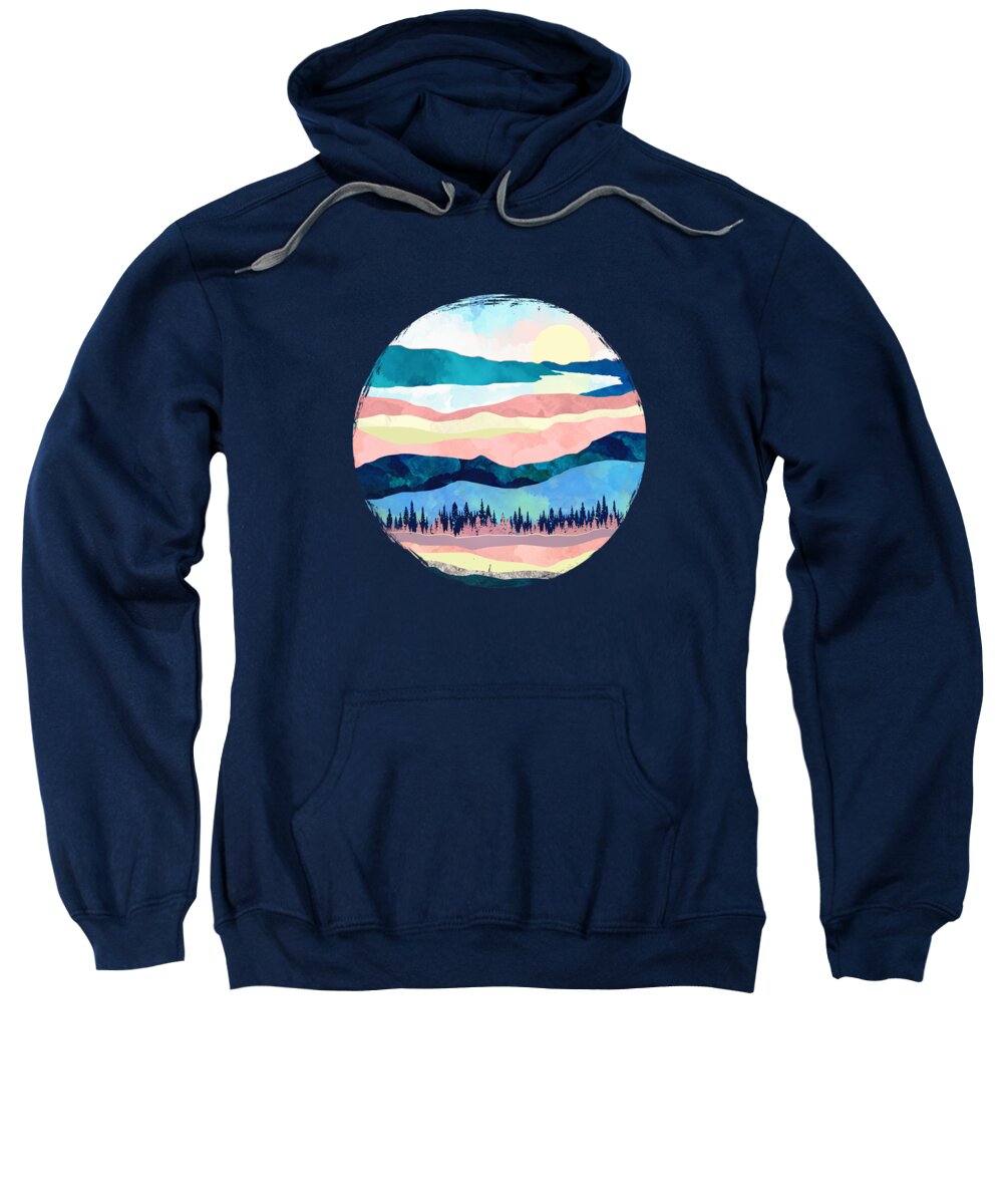 Winter Sweatshirt featuring the digital art Winter Sunset by Spacefrog Designs