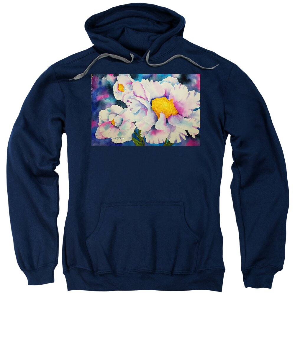 White Flowers Sweatshirt featuring the painting 3 White Flowers by Ann Frederick