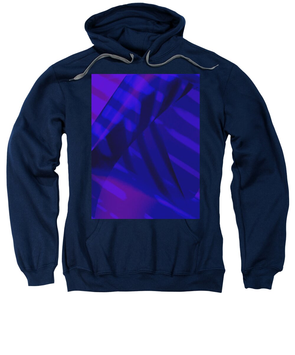 Purple Sweatshirt featuring the photograph Abstract Art Tropical Blinds Neon Ultraviolet Electric Blue by Itsonlythemoon -