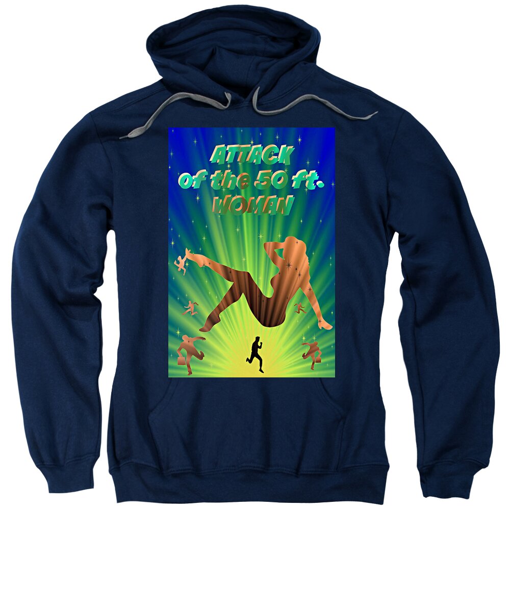 Attack Of The 50 Ft. Woman Sweatshirt featuring the photograph Alternative B Movie Poster - Attack Of The 50 Ft. Woman by Aurelio Zucco