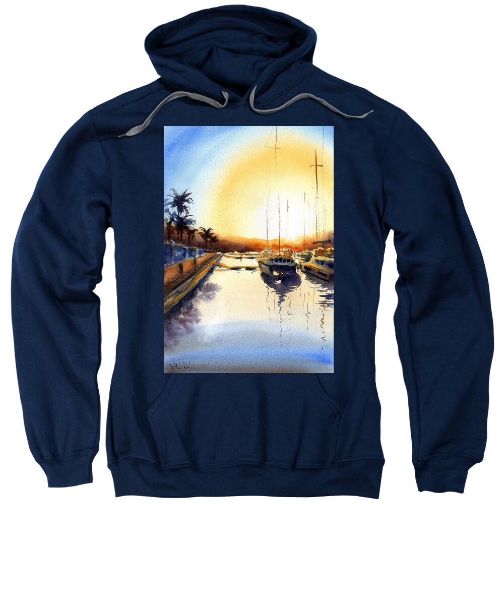 Pier Sweatshirt featuring the painting At The Pier by Dora Hathazi Mendes