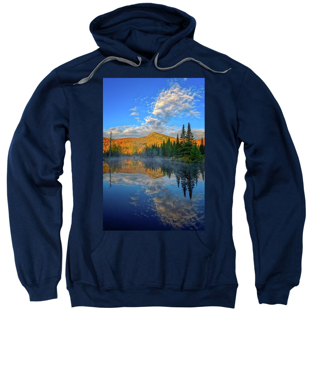 Cumulous Clouds Sweatshirt featuring the photograph Autumn Sky, Mountain Pond by Jeff Sinon