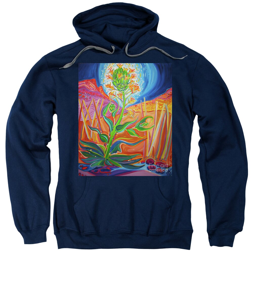 Rachel Houseman Sweatshirt featuring the painting Bisti Wilderness Wildflower by Rachel Houseman