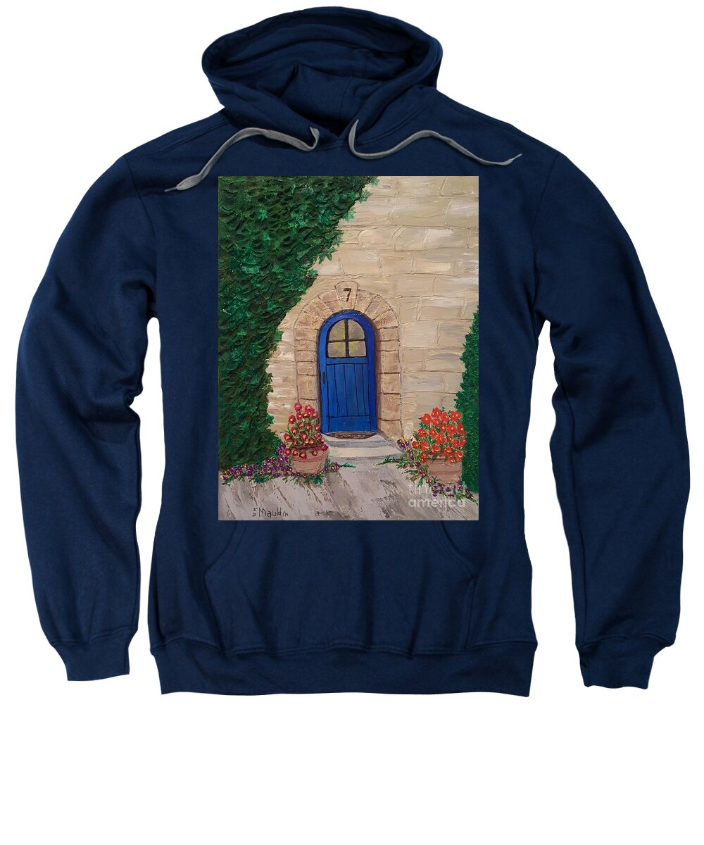 Doors Sweatshirt featuring the painting Blue Door by Elizabeth Mauldin