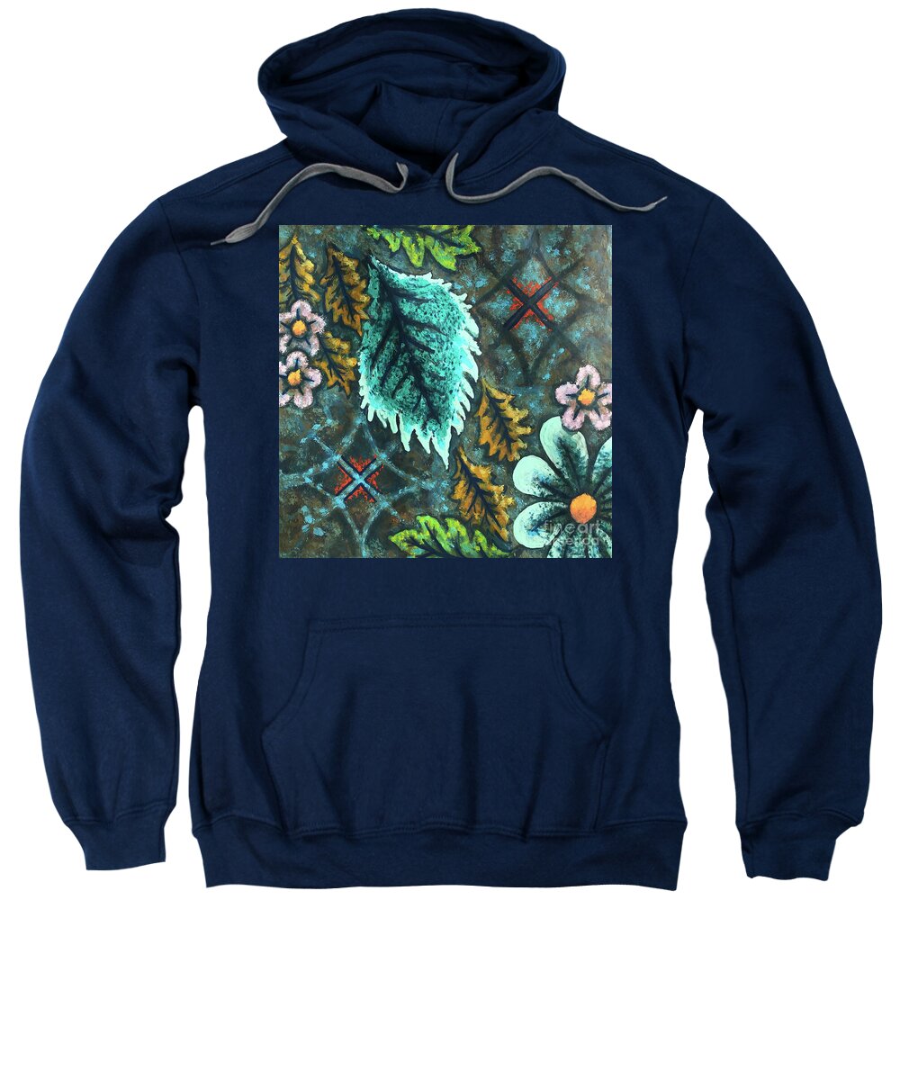 Flower Sweatshirt featuring the painting Blue Mood 3 by Amy E Fraser