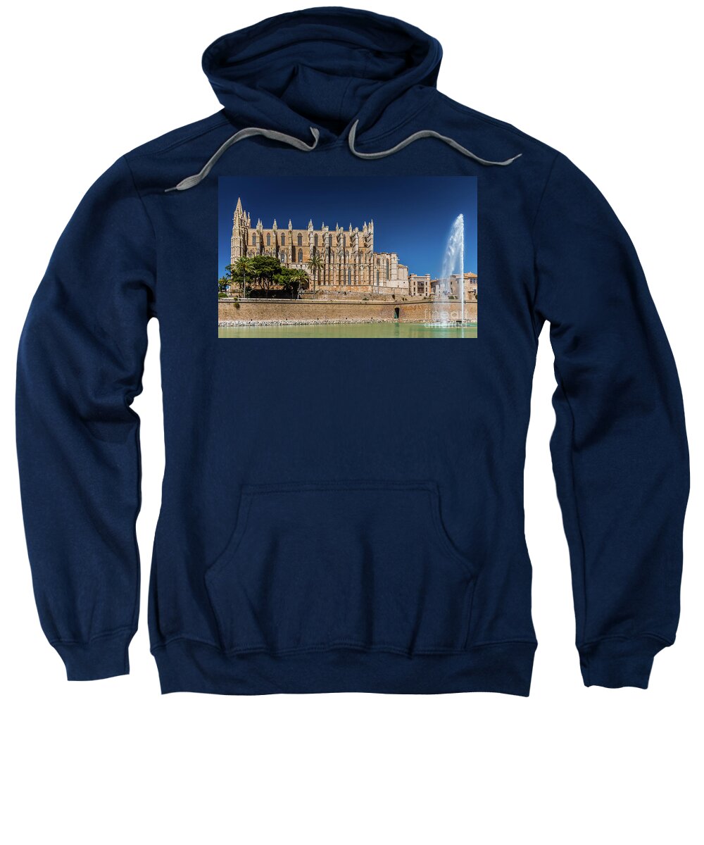 Cathedral Sweatshirt featuring the photograph Catedral Basilica de Santa Maria de Mallorca, Spain by Lyl Dil Creations