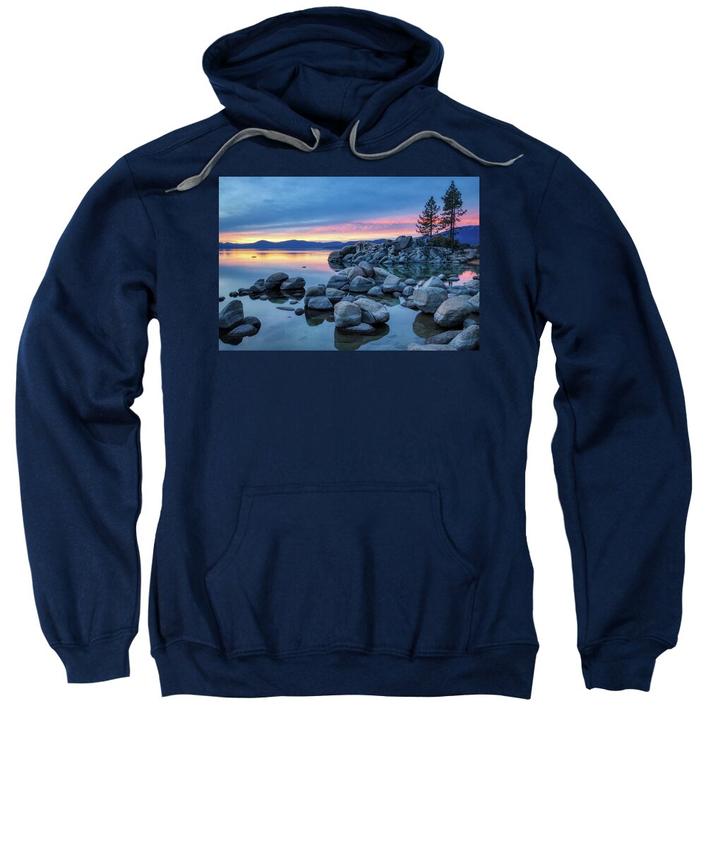 Beach Sweatshirt featuring the photograph Colorful Sunset at Sand Harbor by Andy Konieczny