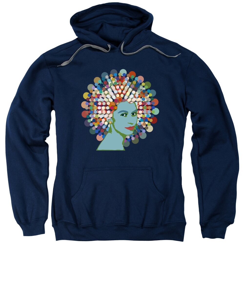 Dotty Sweatshirt featuring the mixed media Disco Queen BLUE by BFA Prints