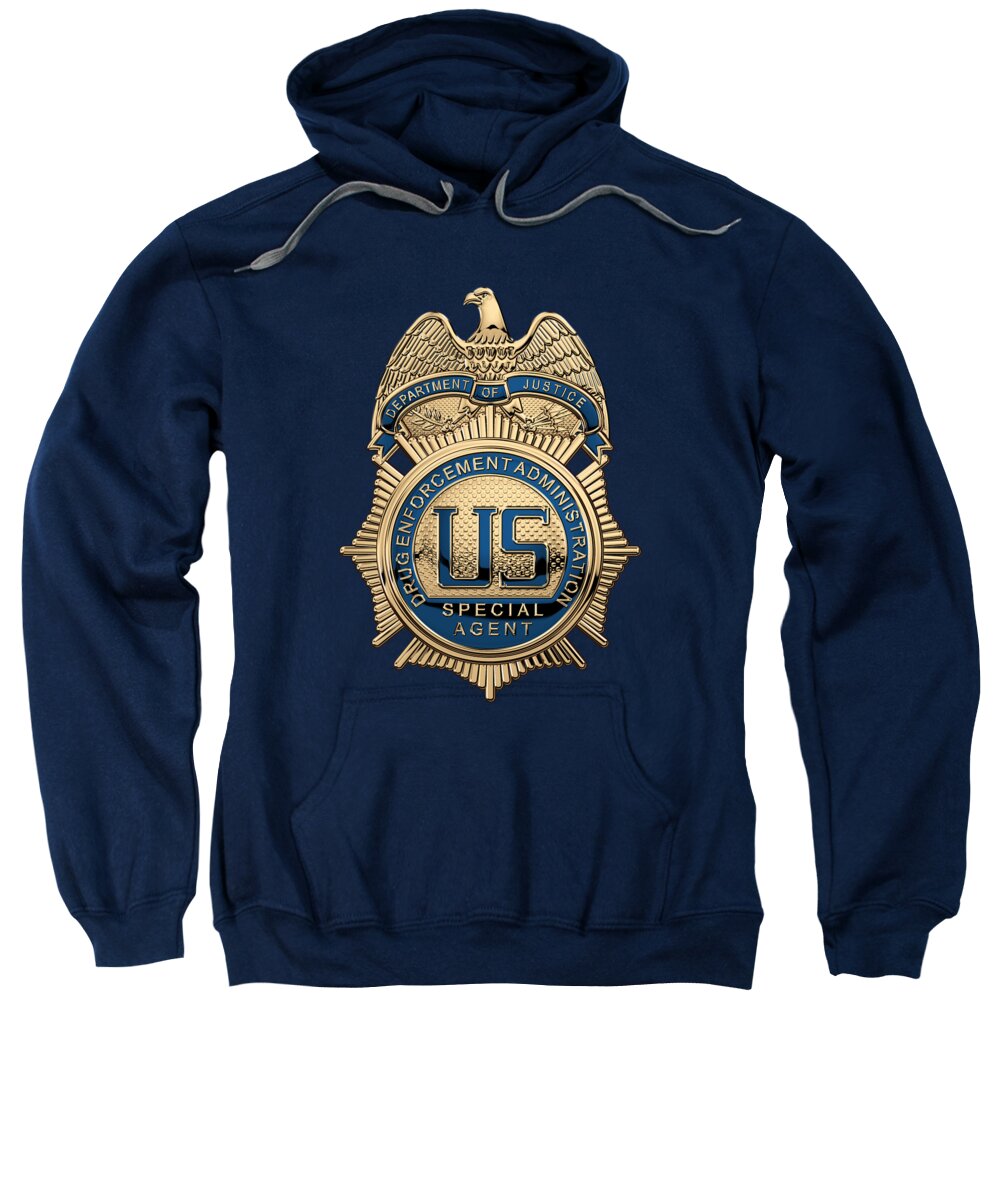  ‘law Enforcement Insignia & Heraldry’ Collection By Serge Averbukh Sweatshirt featuring the digital art Drug Enforcement Administration - D E A Special Agent Badge over Blue Velvet by Serge Averbukh