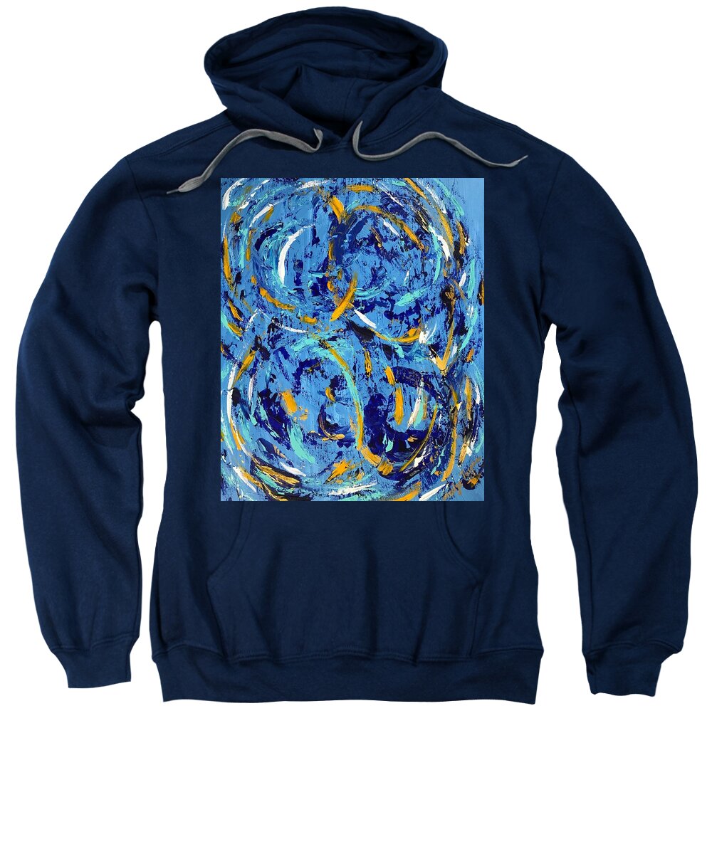 Flow Positivity Blue Blue Fun Summer Sweatshirt featuring the painting Flow by Medge Jaspan
