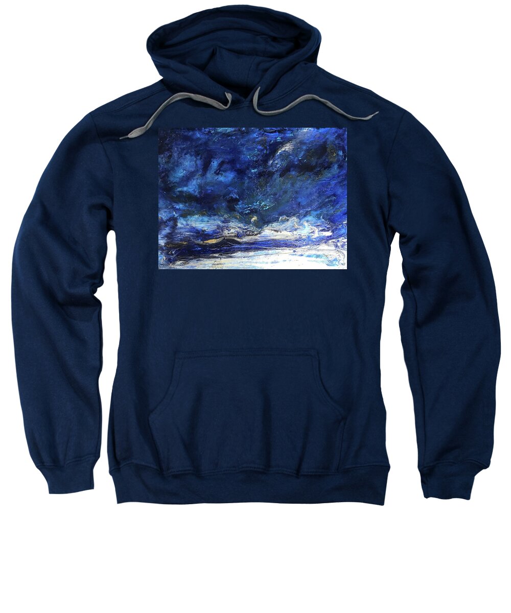 Galaxy Sweatshirt featuring the painting Galactica by Medge Jaspan