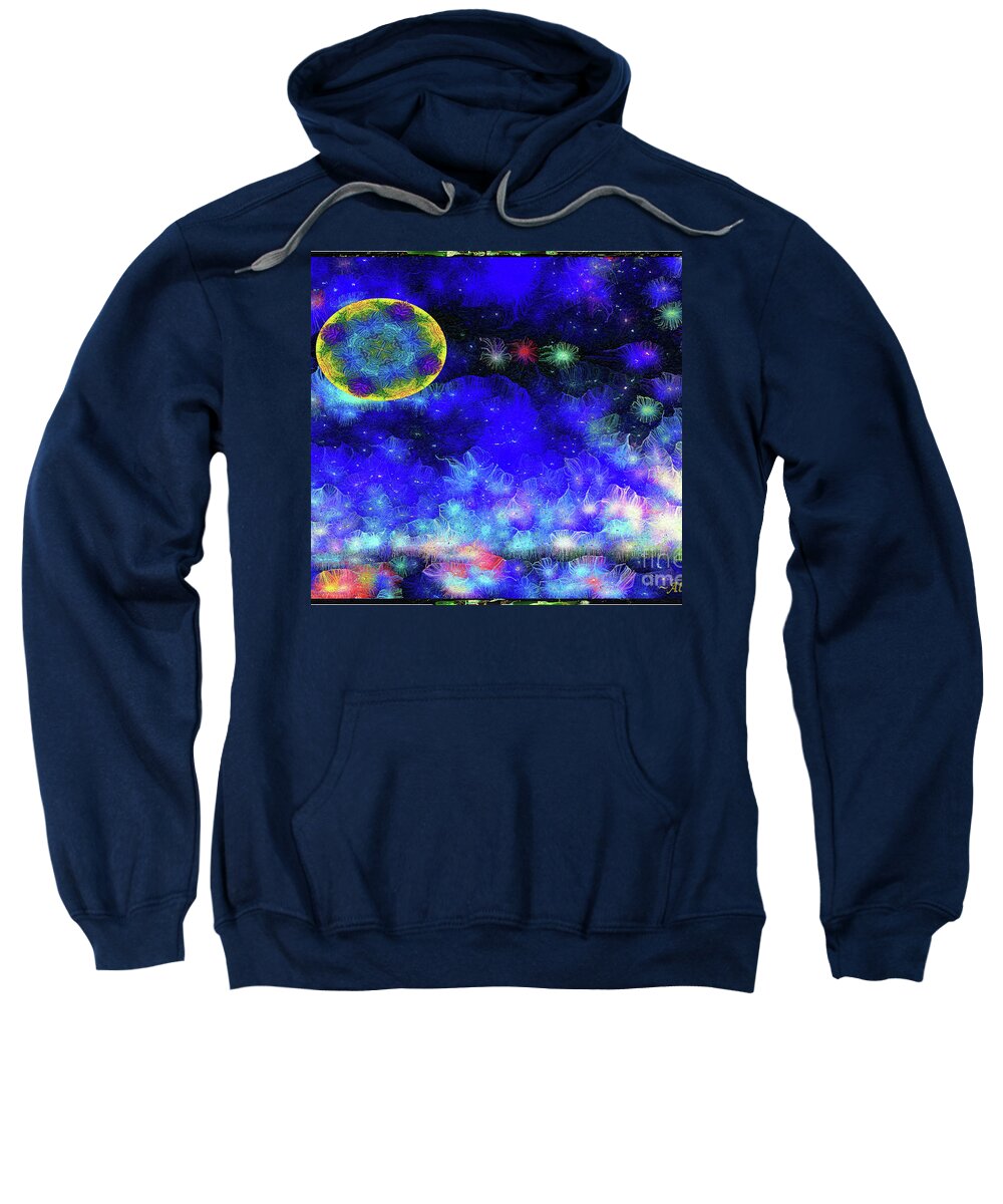 Moon Sweatshirt featuring the mixed media Kaleidoscope Moon for Children Gone Too Soon Number 1 - Ascension by Aberjhani