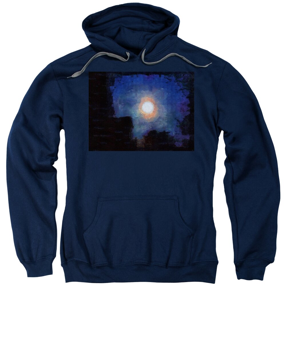 Moon Sweatshirt featuring the mixed media Moonscape by Christopher Reed