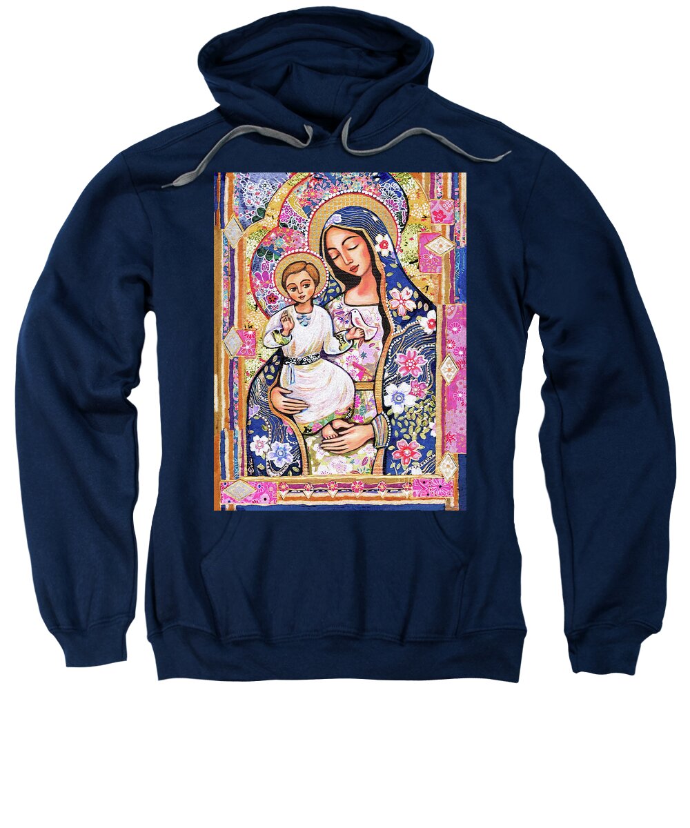 Mother And Child Sweatshirt featuring the painting Panagia Eleousa by Eva Campbell