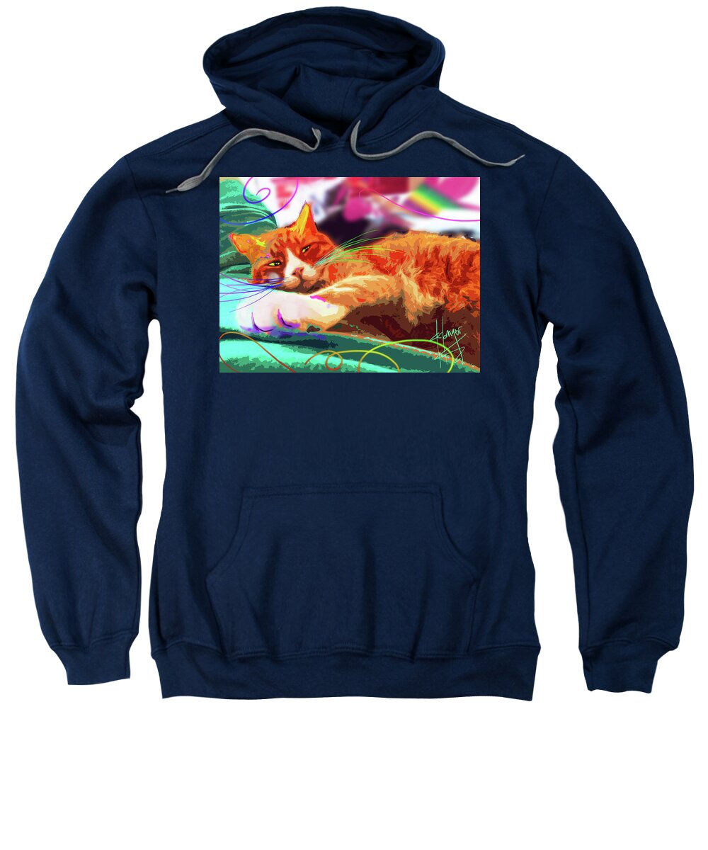 Teddy Sweatshirt featuring the painting pOpCat Teddy by DC Langer