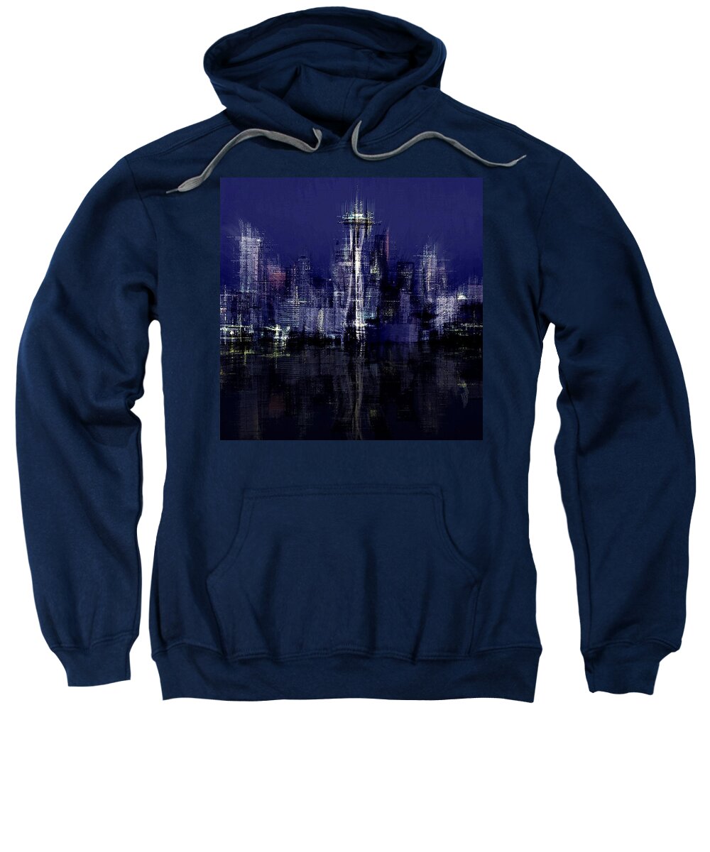Cityscape Sweatshirt featuring the digital art Seattle by David Manlove