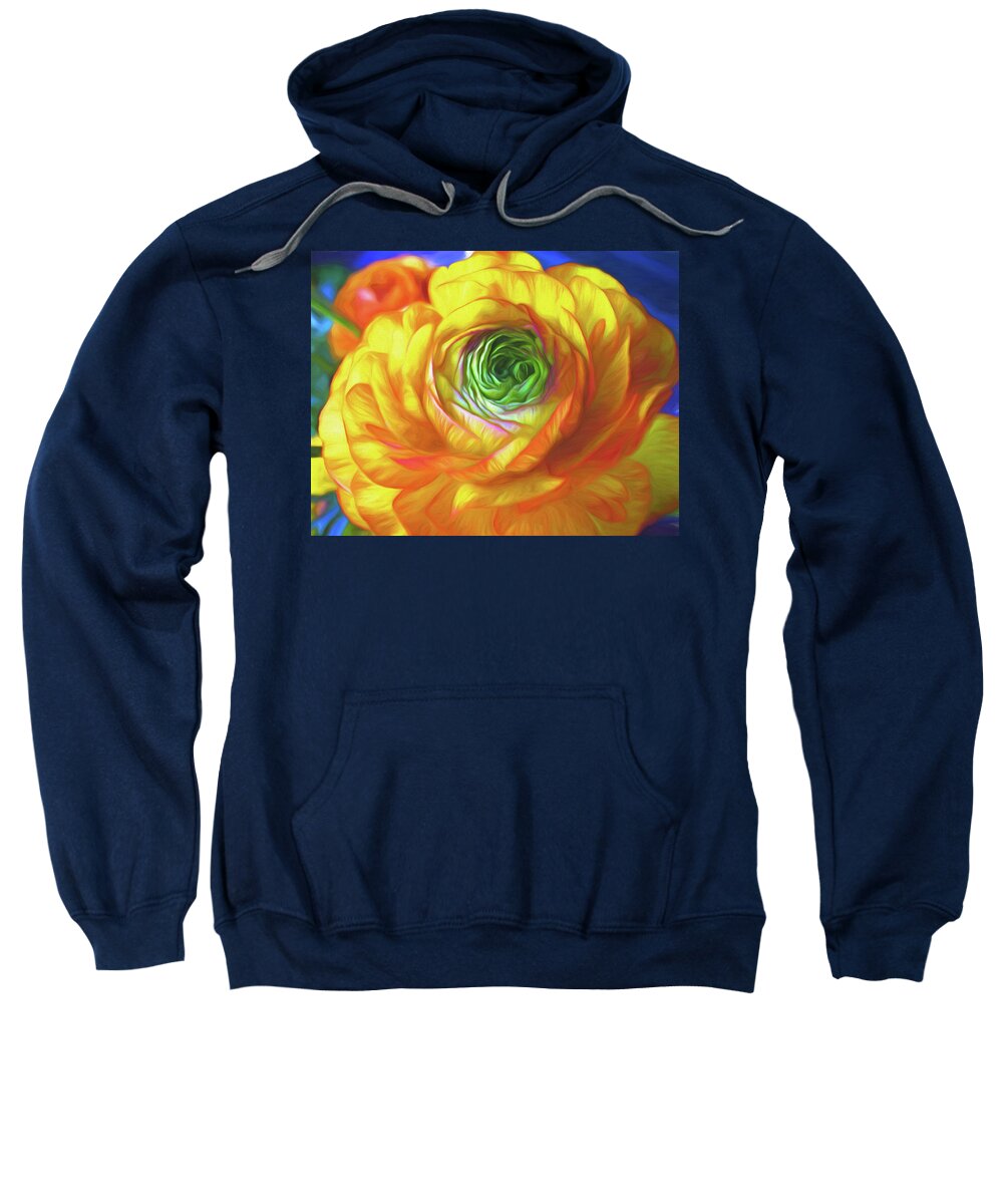 Flower Sweatshirt featuring the mixed media Soaking in Sunshine 7 by Lynda Lehmann