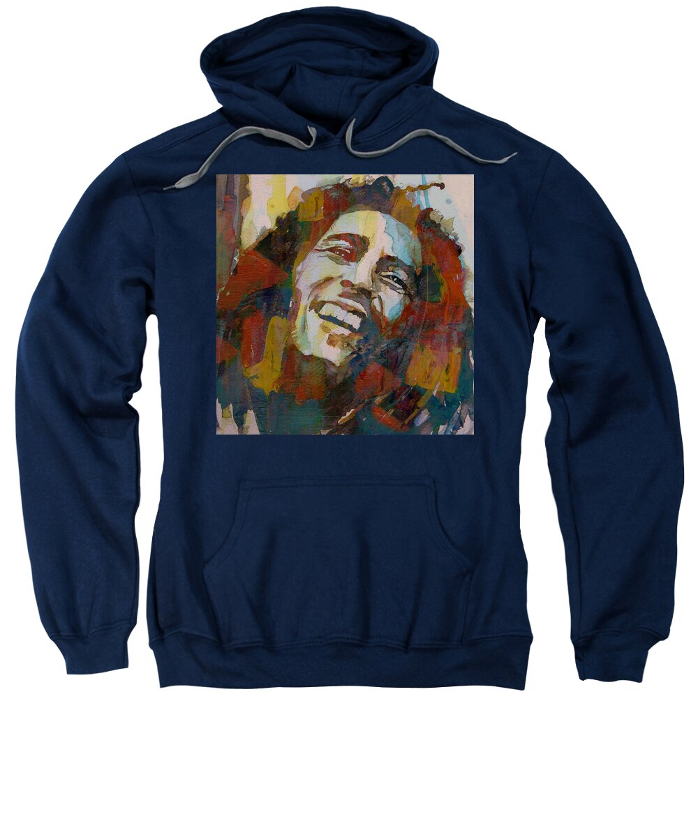 Bob Marley Sweatshirt featuring the painting Stir It Up - Retro - Bob Marley by Paul Lovering