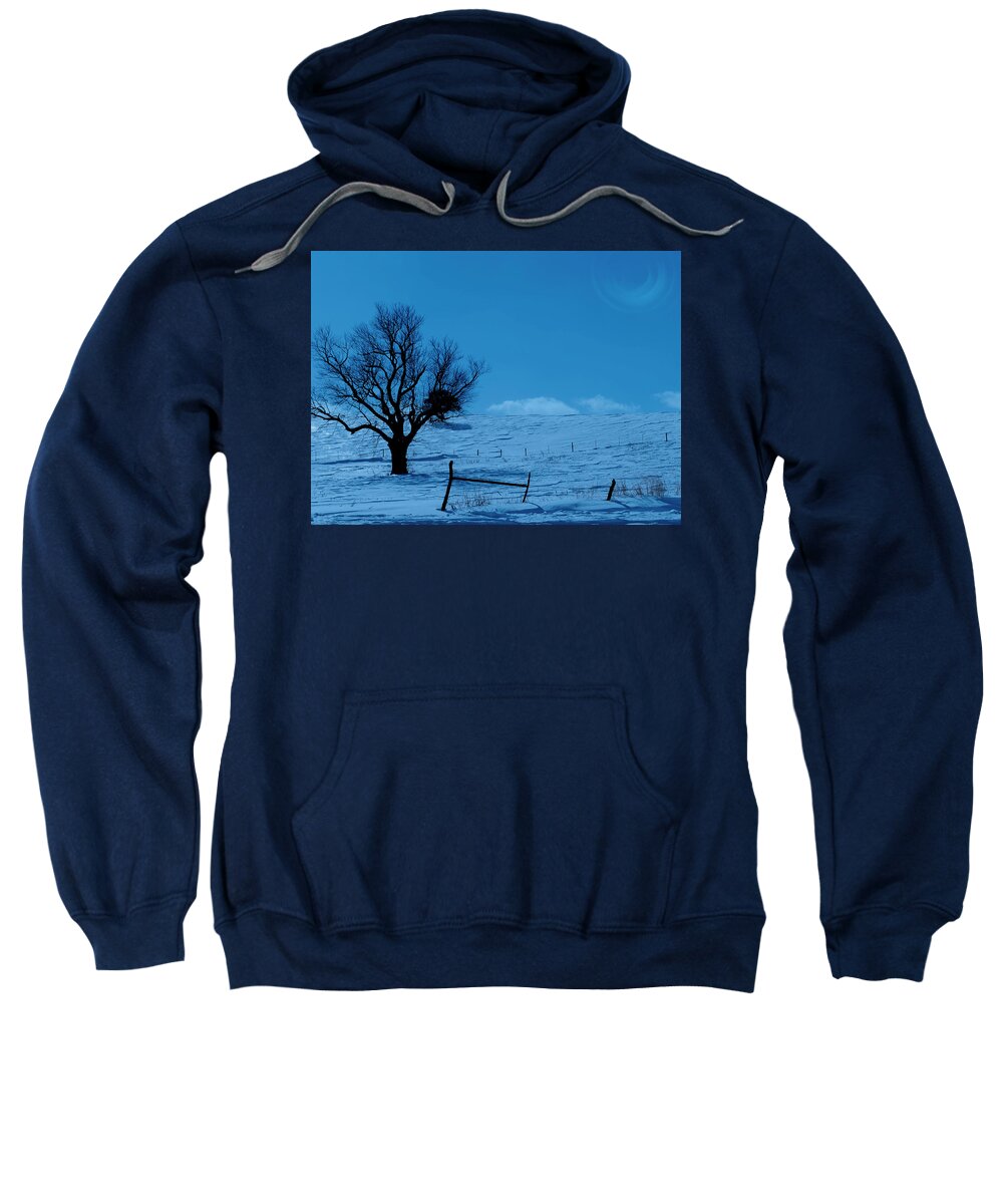 Winter Sweatshirt featuring the photograph Winter Moon Light Landscape by Sandra J's