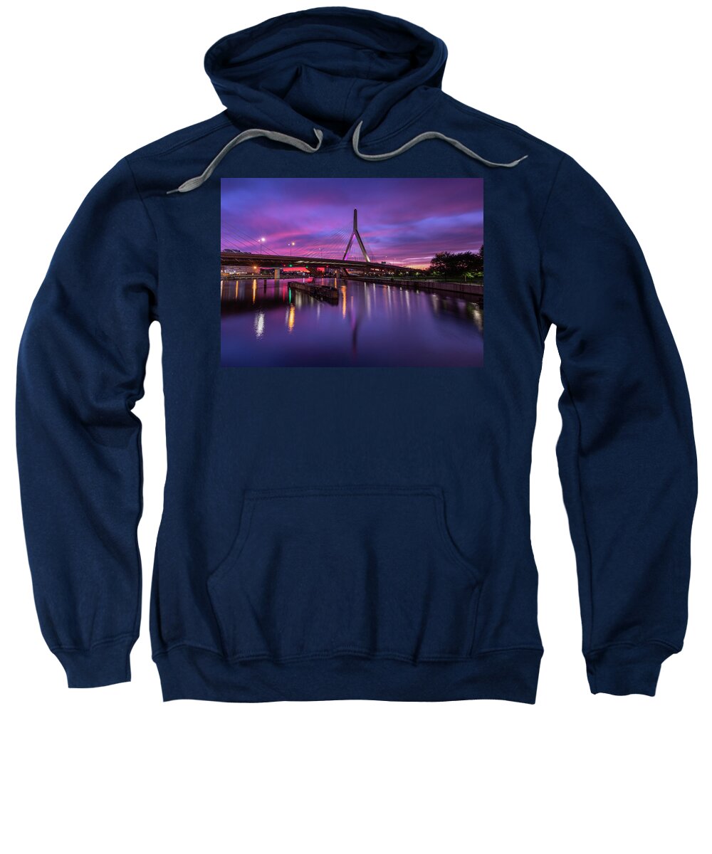 Zakim Bridge Sweatshirt featuring the photograph Zakim Sunset by Rob Davies