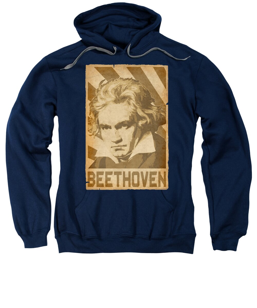 Beethoven Sweatshirt featuring the digital art Beethoven Retro Propaganda by Filip Schpindel