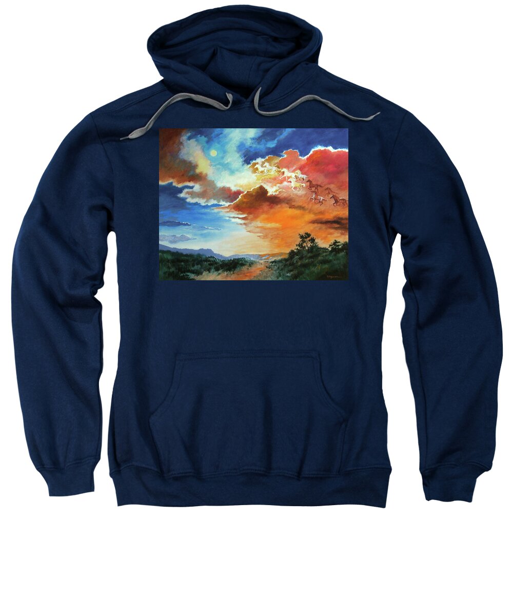 Surreal Sweatshirt featuring the painting Heaven's Horses by Pat Wagner