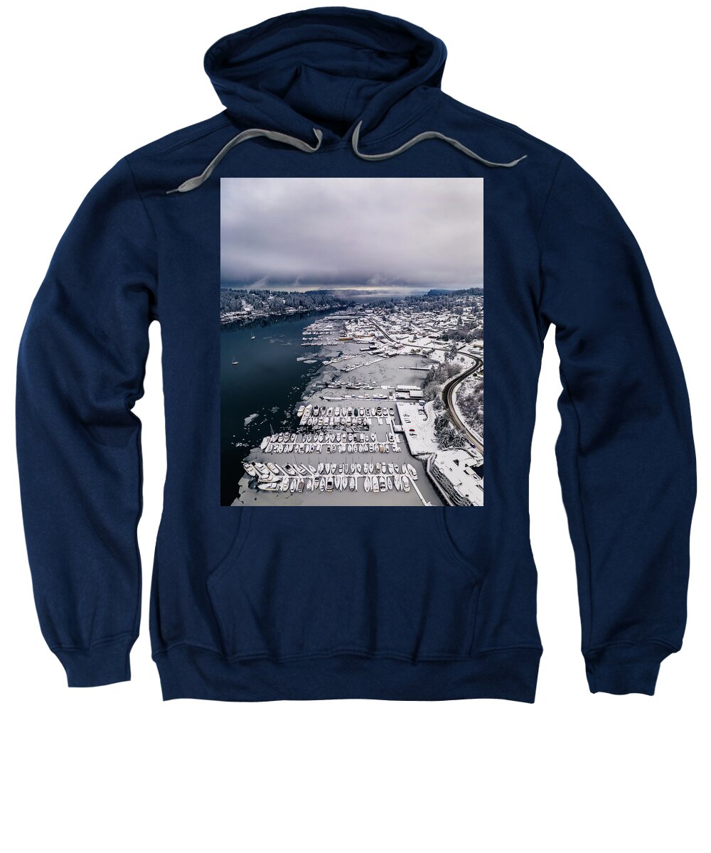 Drone Sweatshirt featuring the photograph Icy Harbor #1 by Clinton Ward